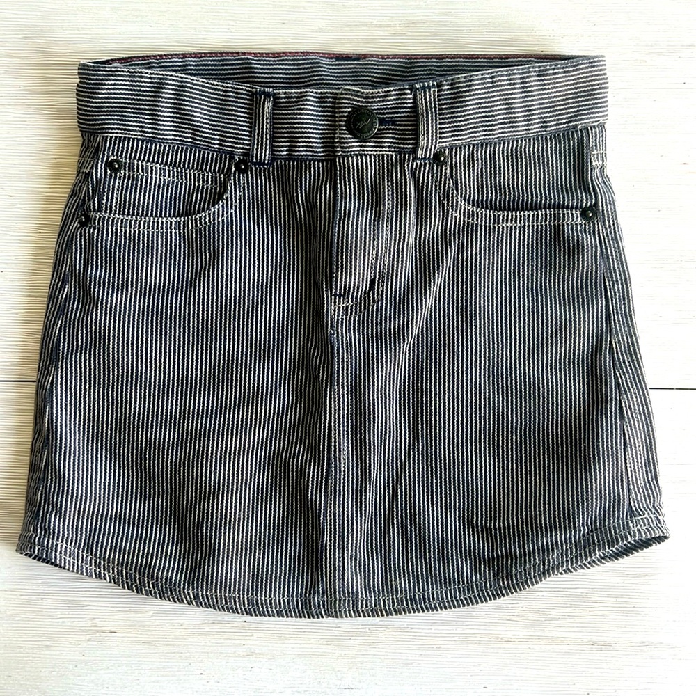 Tea Collection Girls Striped Blue Denim Mini Skirt Size 6